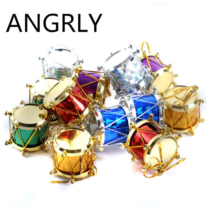 12 pcs/bag 3cm Laser Small drum Christmas Ornament Decorations